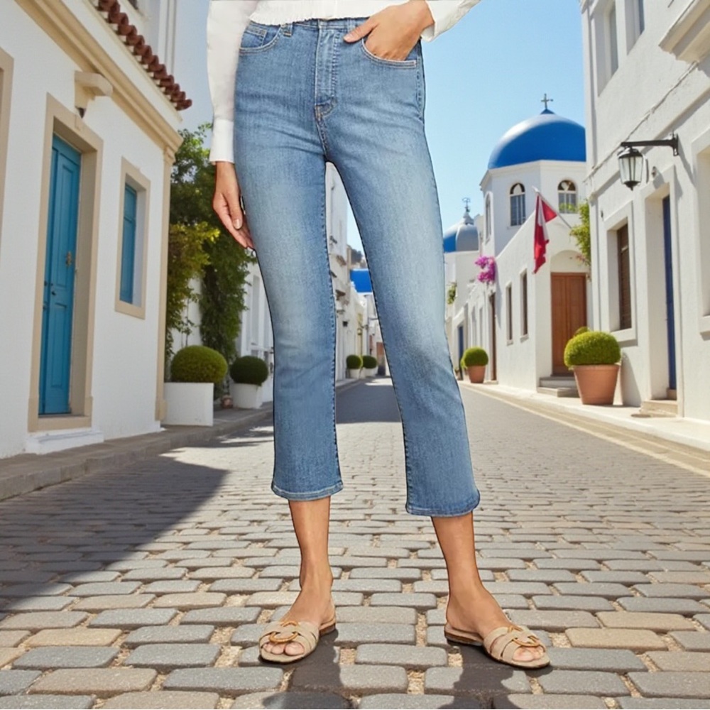 VERONICA BEARD Carly Kick Flare Jean in Bright Blue 27